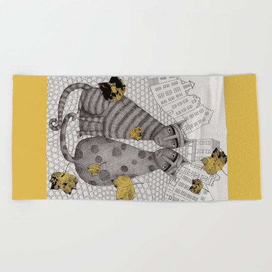 Two Cats Without Hats Beach Towel