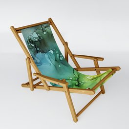 Green Blue Yellow Textures Ink Abstract Painting Sling Chair