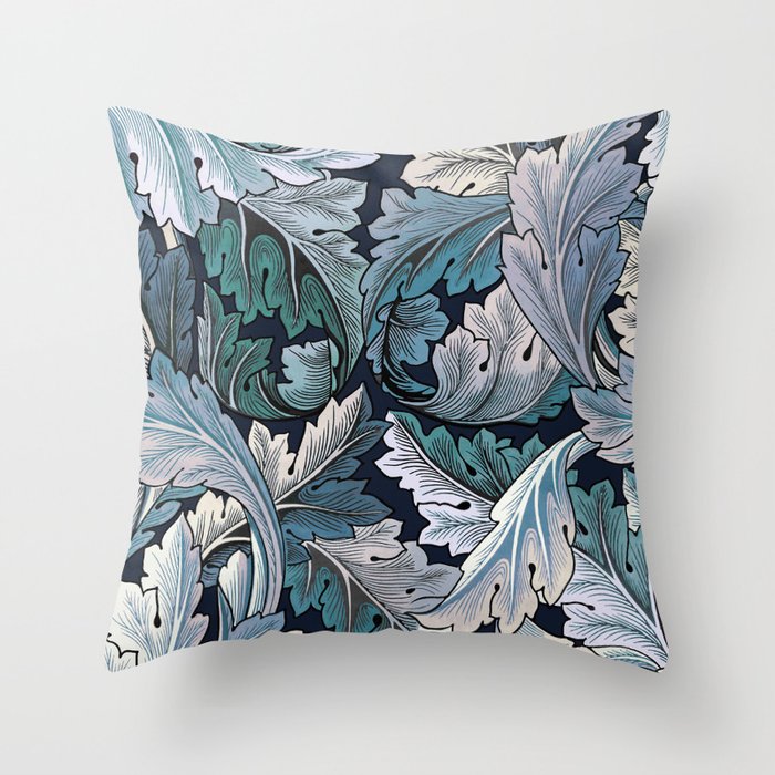 Art Nouveau William Morris Blue Acanthus Leaves Throw Pillow By