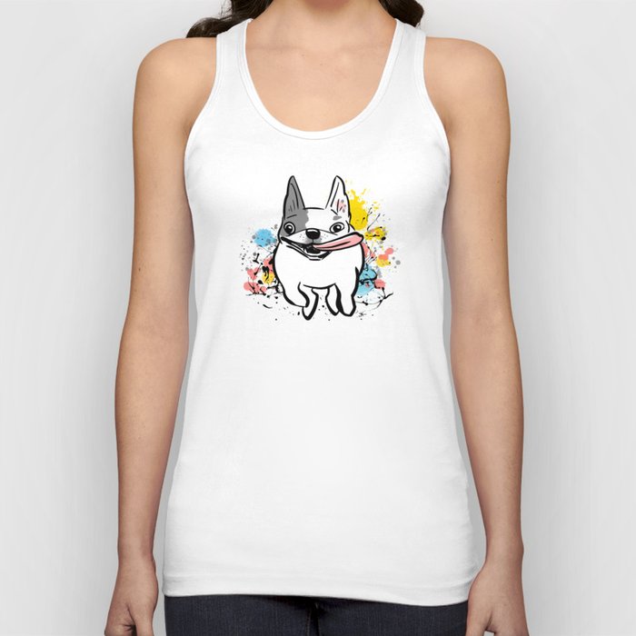 Running French Bulldog with Paint Splatters Tank Top