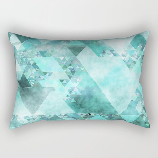 Triangles in aqua - Modern turquoise green blue triangle pattern Rectangular Pillow