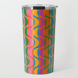 Pop Art Wavy Moon Stripes Colorful Retro Pattern Travel Mug