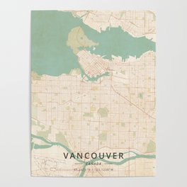 Vancouver, Canada - Vintage Map Poster