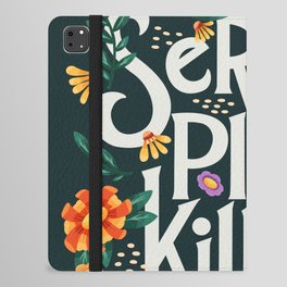 Serial plant killer lettering illustration with flowers and plants VECTOR iPad Folio Case