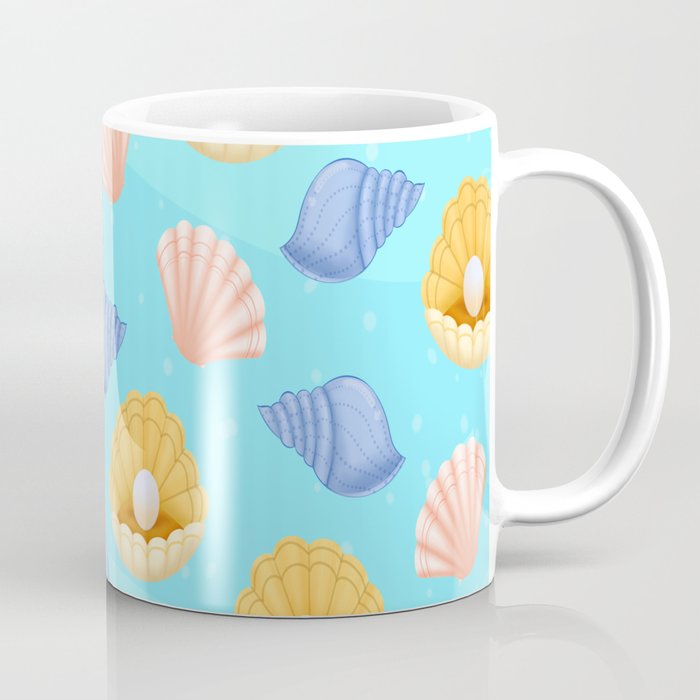 Seamless Seashells with Pearls Coffee Mug