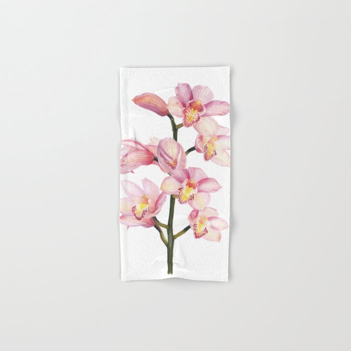 The Orchid, A Realistic Botanical Watercolor Painting Hand & Bath Towel