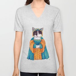 Tudor Cat V Neck T Shirt