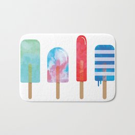 The Popsicle Lineup Bath Mat | Graphicloveshop, Popsicles, Pattern, Graphicdesign, Pop Art, Vector, Digital, Watercolor, Summer 