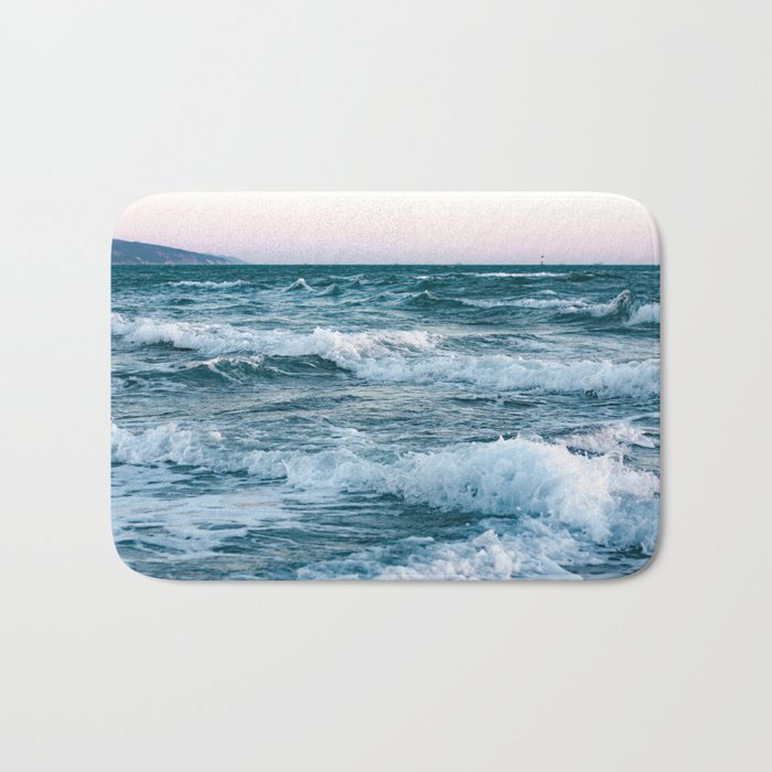 Blue Ocean Waves Bath Mat