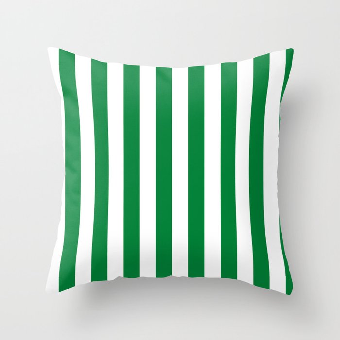 Forest green and white cabana tent stripes, modern minimal decor, stripes pattern Throw Pillow