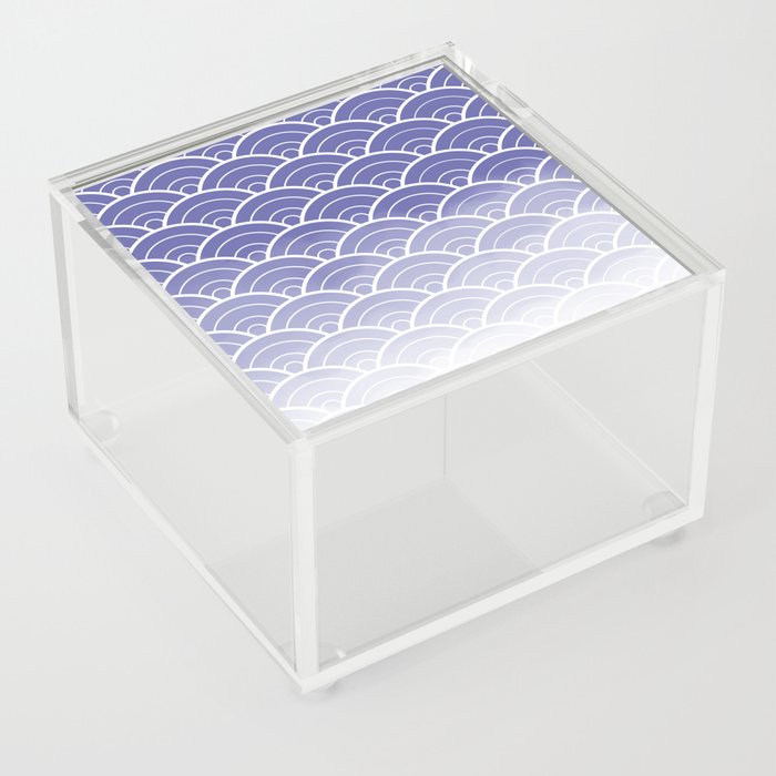 Very Peri Ombre Japanese Waves Pattern (Pantone Very Peri) Acrylic Box