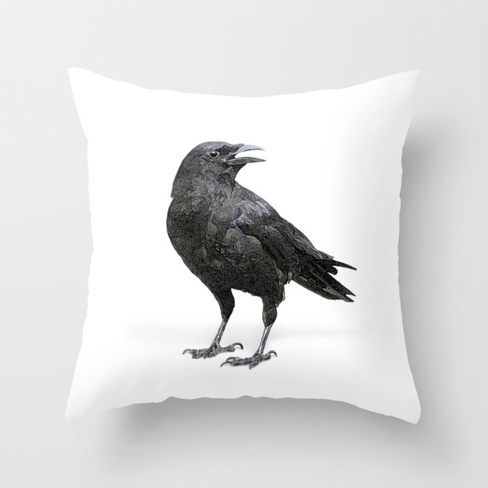 Black Crow Throw Pillow