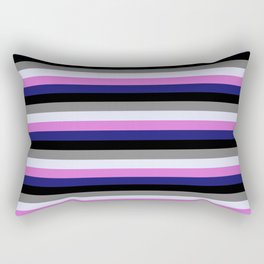 [ Thumbnail: Colorful Orchid, Midnight Blue, Black, Grey, and Lavender Colored Pattern of Stripes Rectangular Pillow ]