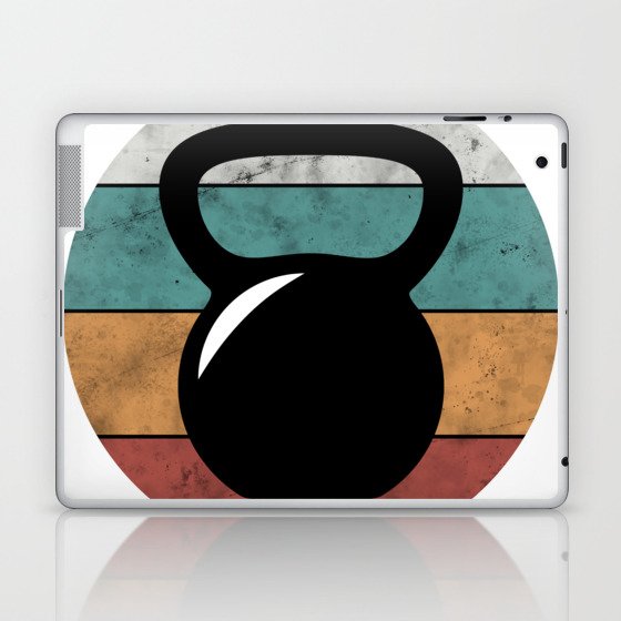 Kettlebell weight vintage color striped circle Laptop & iPad Skin