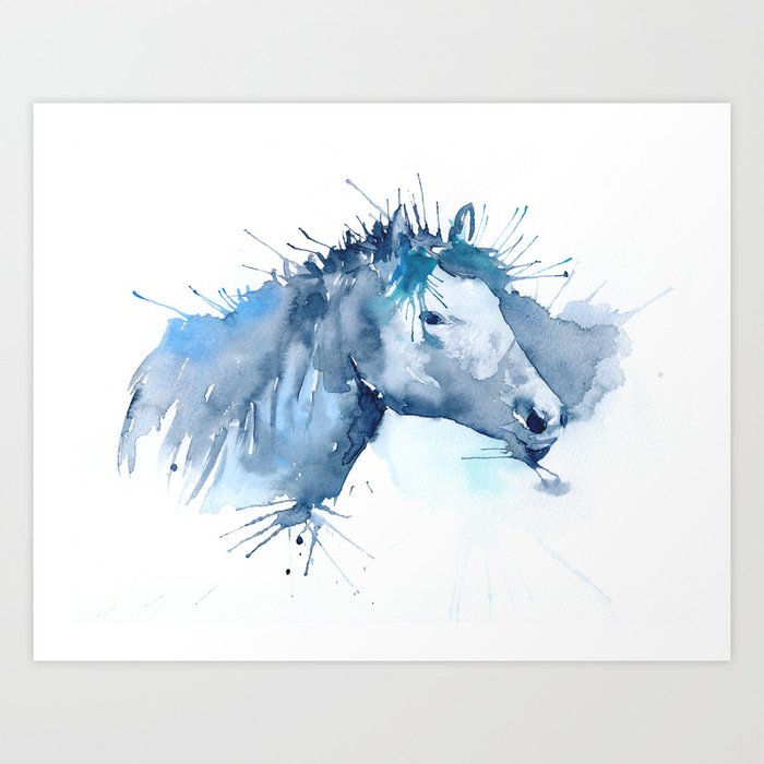 Watercolor Horse Portrait Abstract Paint Splatter Art Print By Chengjing Society6