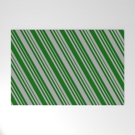 [ Thumbnail: Dark Grey & Dark Green Colored Lines/Stripes Pattern Welcome Mat ]