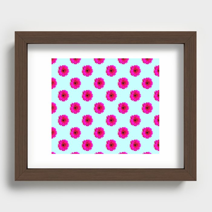 Pixel Art Flower Pattern Recessed Framed Print