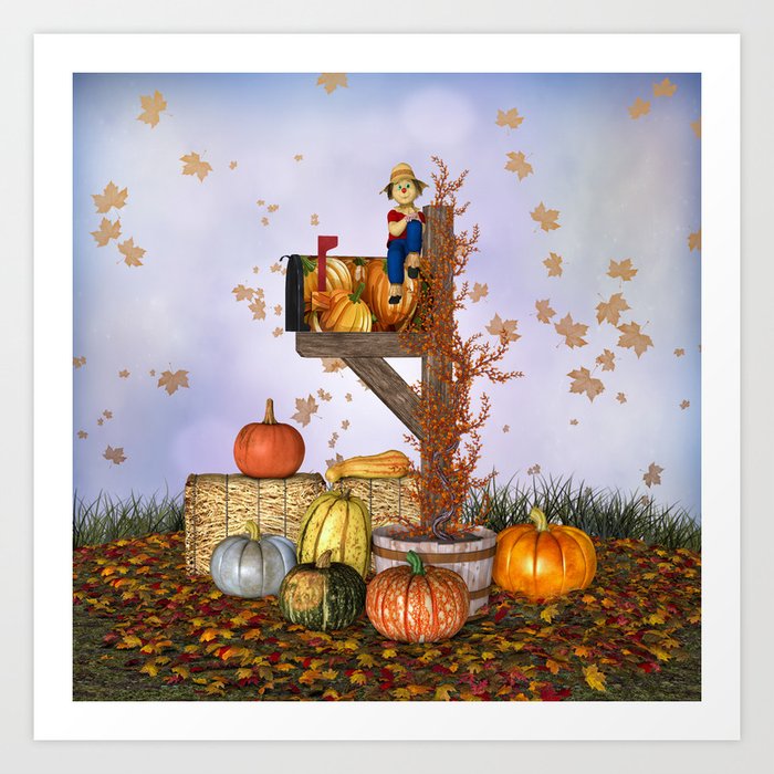 Seasons Mailbox Autumn Art Print