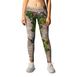 Grapevines and Honeysuckle on a Brick Wall Leggings