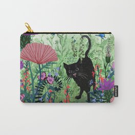 Black Cat in Garden Carry-All Pouch