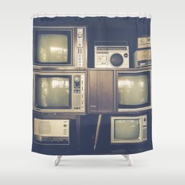Many vintage television and radio Shower Curtain