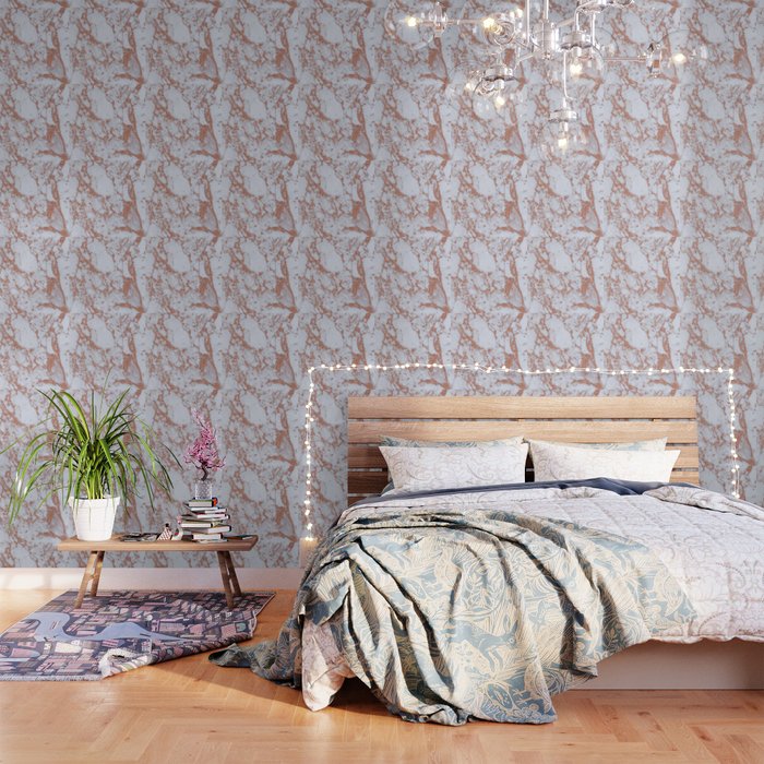 Intense Rose Gold Marble Wallpaper By Marbleco Society6