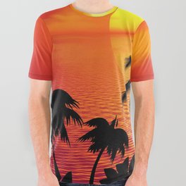 sunset on palm island All Over Graphic Tee