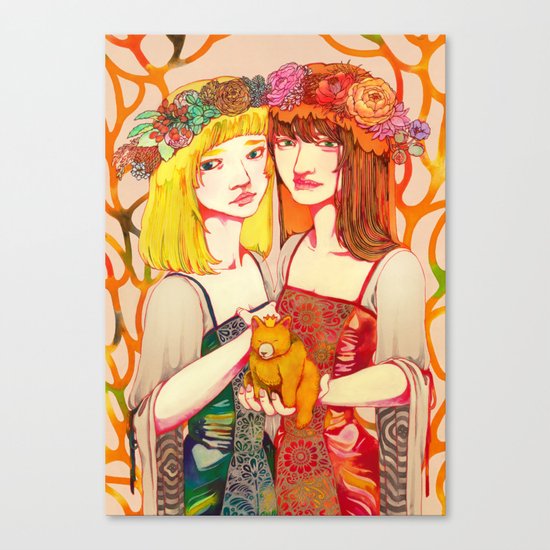 Snow White and Rose Red Canvas Print