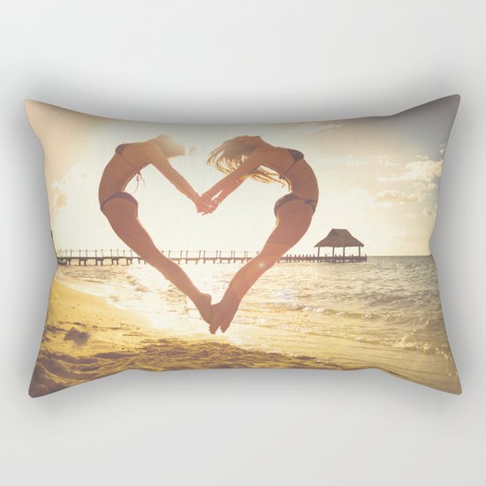 heart beach holiday 5 Rectangular Pillow