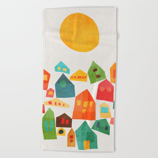 Looking at the same sun Beach Towel