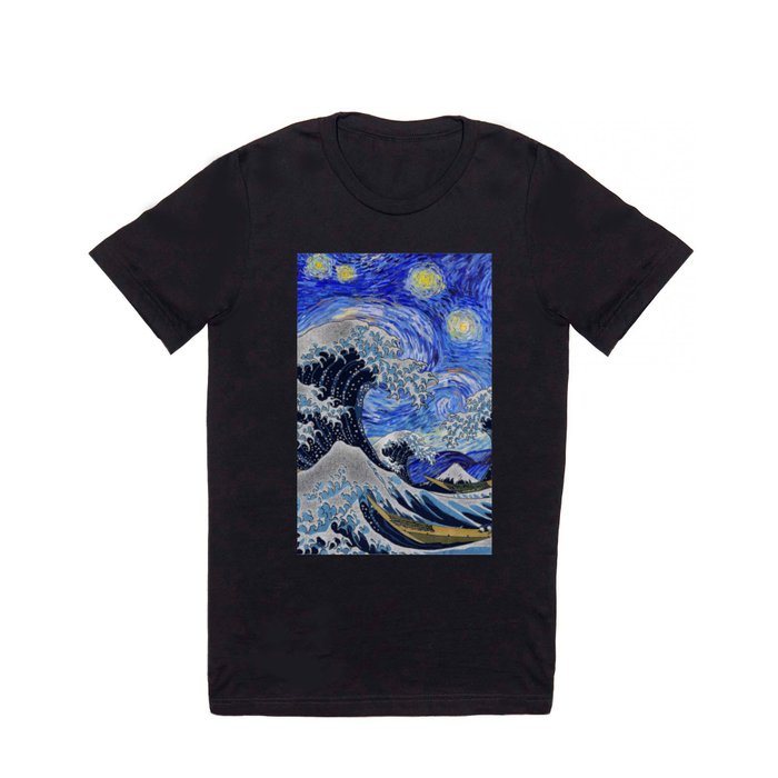 Hokusai,“The Great Wave off Kanagawa” + van Gogh,“Starry night” 2 T Shirt