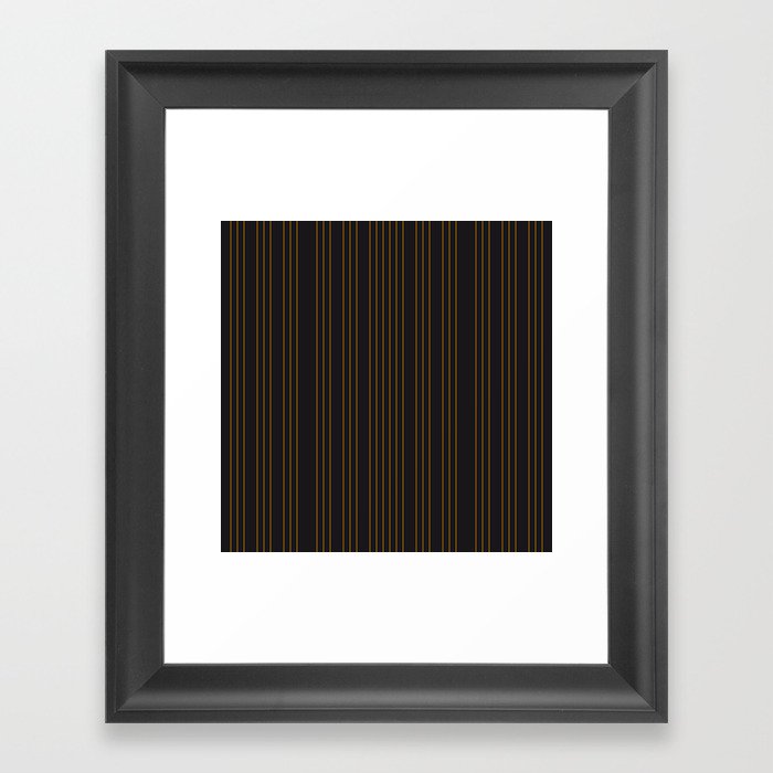Striped geometric seamless pattern in black gold palette Framed Art Print
