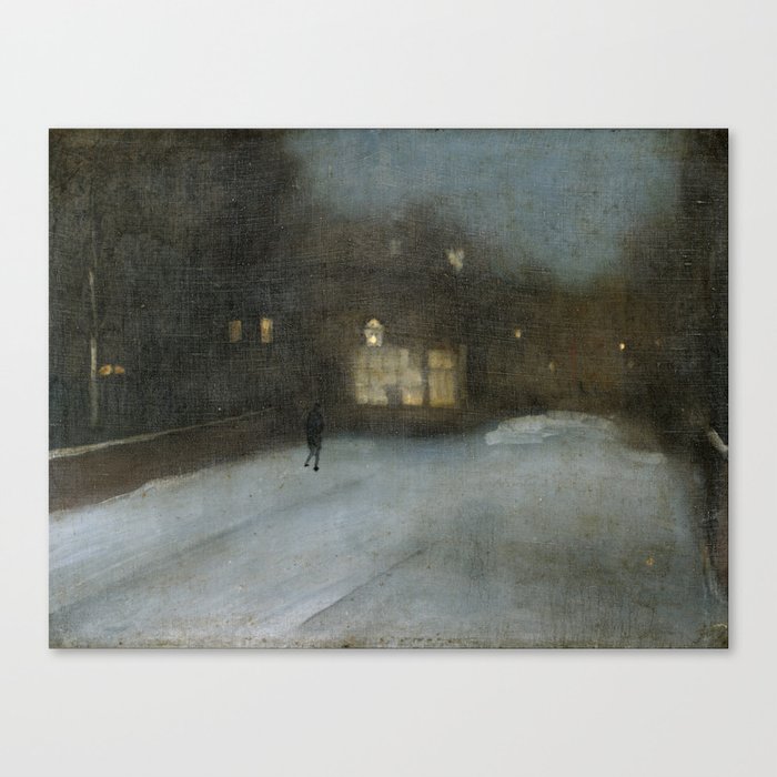 Nocturne in Grey and Gold - Chelsea Snow by James McNeill Whistler Canvas Print