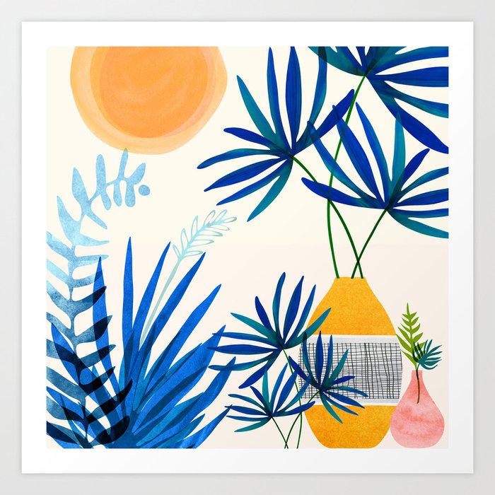 Blue Morocco Sunny Garden Art Print