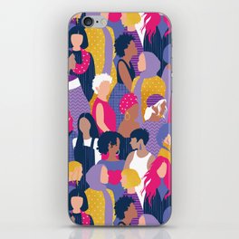 Every day we glow International Women's Day // midnight navy blue background purple, violet, very peri fuchsia pink and gold humans  iPhone Skin