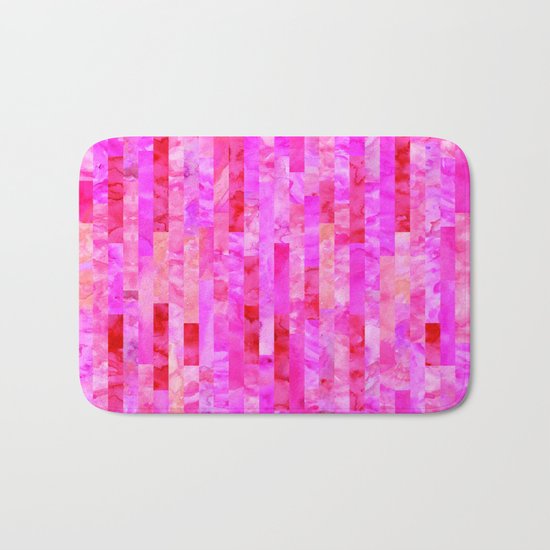 Pink Geometric Pattern Bath Mat