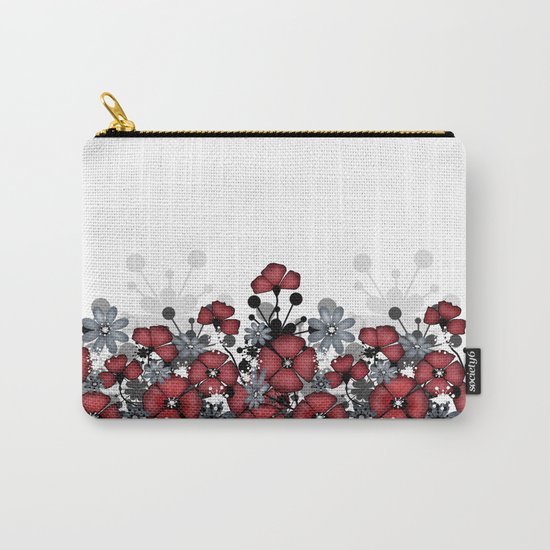 Red flowers on a white background . Carry-All Pouch