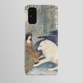 Girl and White Wolf Android Case