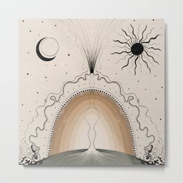 Light Energy Flow Metal Print | Sun, Bohemian, Graphite, Digital, Drawing, Ink Pen, Acrylic, Moon, Spiritual, Eclipse 