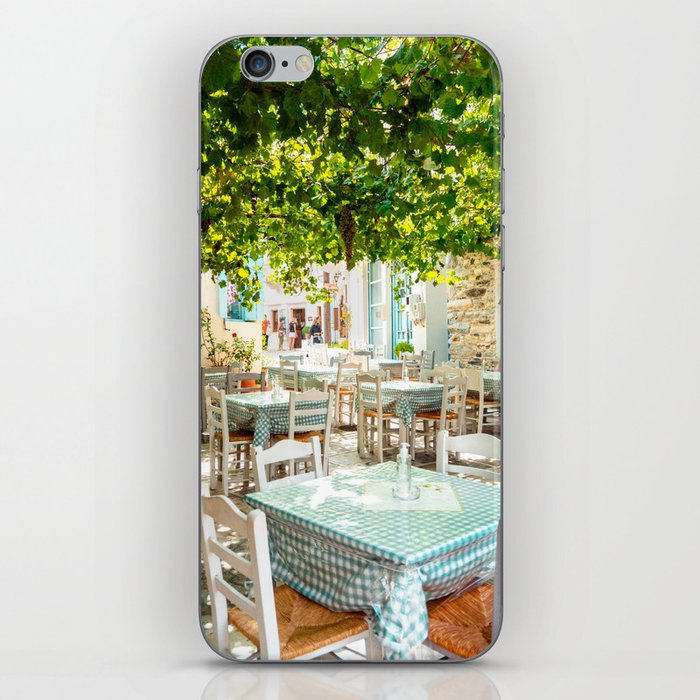 Greek Restaurant | Dinner in the Mediterranean |  Summer and Travel Photography | Happy Colorful vibes iPhone Skin