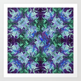 Starry Night in Blue and Green Abstract 2 Art Print