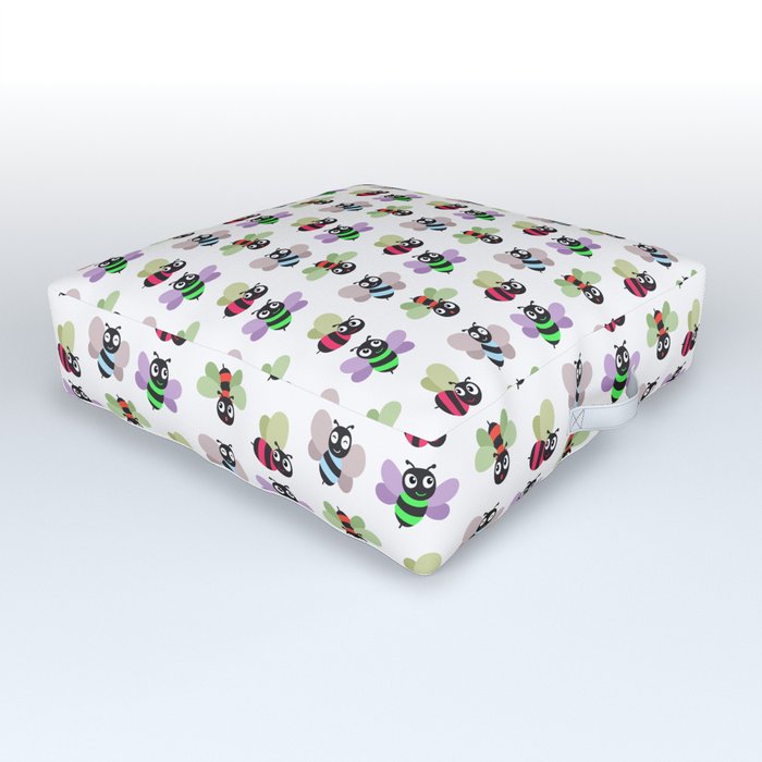 Funny Bees Pattern For Bees and Wasp Lovers Outdoor Floor Cushion