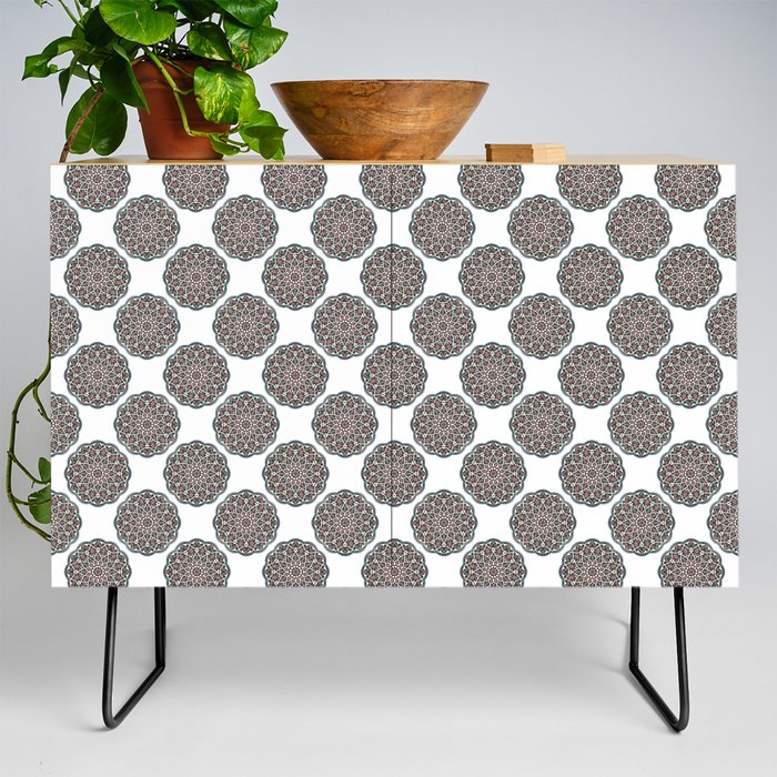 Circle Repeat Pattern Vector Art Blue Pink White Credenza