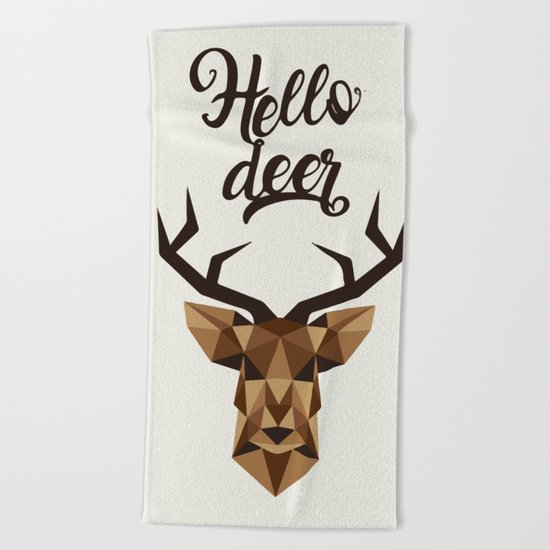 Hello deer Beach Towel