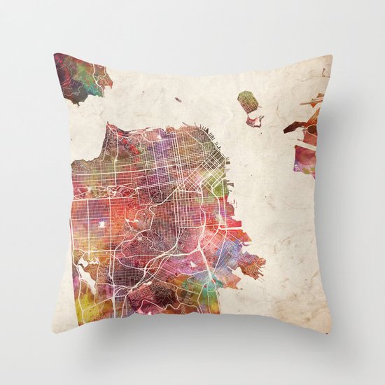 San Francisco map Throw Pillow