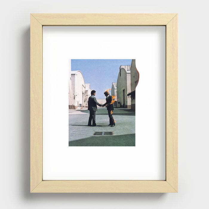 Wish You Were Here Pink Shake Hands Floyd Rock Band Recessed Framed Print
