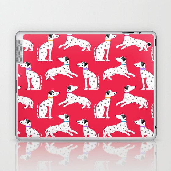 Watercolor Dalmatian Dog On Red Laptop & iPad Skin