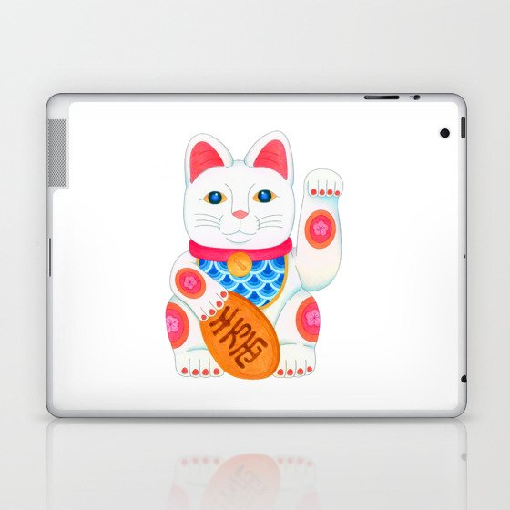 Japanese Maneki Neko Cat ,Lucky Cat ,Good Luck, Japan Cat figurine Laptop & iPad Skin