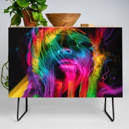 A Colorful Face Glowing Credenza