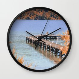 Bridge over the Lake in Autum | Bariloche, Argentina | Travel Photography Wall Clock